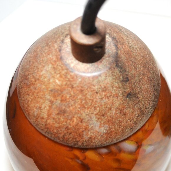 Set Of 2 Hampton Bay Hanging Ceiling Lights Amber Art Glass Shades Home Lighting - Picture 6 of 8